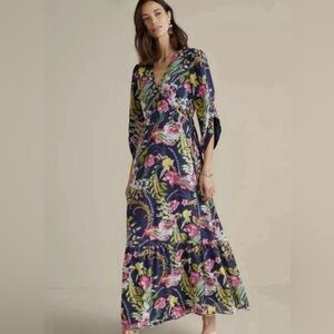 Soft Surroundings Samantha Cottage Faux Wrap Floral Tiered Maxi Dress Boho SZ PL